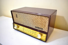 Load image into Gallery viewer, Burgundy Maroon 1958 Zenith Model B-723R AM/FM Vacuum Tube Radio Sounds Great Excellent Plus Condition!