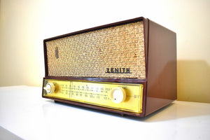 Burgundy Maroon 1958 Zenith Model B-723R AM/FM Vacuum Tube Radio Sounds Great Excellent Plus Condition!
