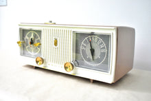 Load image into Gallery viewer, Sandalwood Tan and White 1960 Zenith Model C519L 'The Nocturne' AM Vacuum Tube Radio Looks Great Sounds Marvelous!