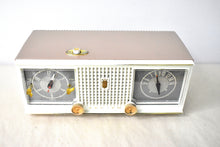 Load image into Gallery viewer, Sandalwood Tan and White 1960 Zenith Model C519L 'The Nocturne' AM Vacuum Tube Radio Looks Great Sounds Marvelous!