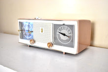 Load image into Gallery viewer, Sandalwood Tan and White 1960 Zenith Model C519L 'The Nocturne' AM Vacuum Tube Radio Looks Great Sounds Marvelous!