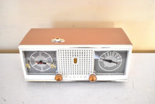 Load image into Gallery viewer, Sandalwood Tan and White 1960 Zenith Model C519L 'The Nocturne' AM Vacuum Tube Radio Looks Great Sounds Marvelous!