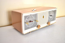 Load image into Gallery viewer, Sandalwood Tan and White 1960 Zenith Model C519L 'The Nocturne' AM Vacuum Tube Radio Looks Great Sounds Marvelous!