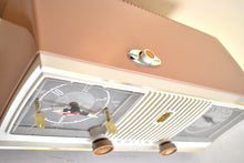 Load image into Gallery viewer, Sandalwood Tan and White 1960 Zenith Model C519L 'The Nocturne' AM Vacuum Tube Radio Looks Great Sounds Marvelous!