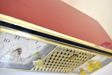 画像をギャラリービューアに読み込む, Brick Red 1960 Zenith Model C520V &#39;The Saxony&#39; Vacuum Tube AM Clock Radio Excellent Plus Condition! Rare Color! Sounds Great!