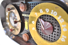 Load image into Gallery viewer, Espresso Brown Owl Eyes 1951 Zenith Model G516 AM Vacuum Tube Radio Great Looking and Sounding!