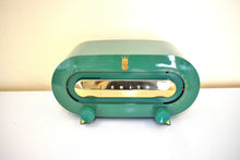 Load image into Gallery viewer, Spruce Green Racetrack Bakelite 1951 Zenith Consol-Tone Model H511F Vacuum Tube Radio Excellent Condition Sounds Great!