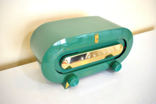Load image into Gallery viewer, Spruce Green Racetrack Bakelite 1951 Zenith Consol-Tone Model H511F Vacuum Tube Radio Excellent Condition Sounds Great!