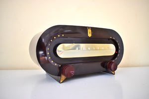 Kona Brown Racetrack Bakelite 1951 Zenith Consol-Tone Model H511 Vacuum Tube Radio Sounds Great! Excellent Condition!