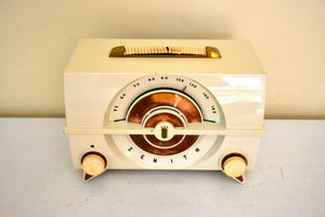 Alabaster White 1952 Zenith Model J615W AM Vacuum Tube Radio Excellent Condition and Very Loud Clear Sounding!