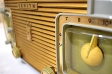 Load image into Gallery viewer, Gull Gray 1953 Zenith Model K622 Vacuum Tube Radio Alarm Clock Looks and Sounds Great! Excellent Condition!