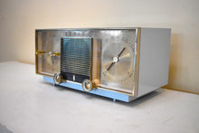 Load image into Gallery viewer, Sandman Blue 1964 Zenith Model L-516B AM Vacuum Tube Alarm Clock Radio Excellent Condition Sounds Terrific! Rare Color Combo!
