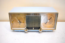 Load image into Gallery viewer, Sandman Blue 1964 Zenith Model L-516B AM Vacuum Tube Alarm Clock Radio Excellent Condition Sounds Terrific! Rare Color Combo!