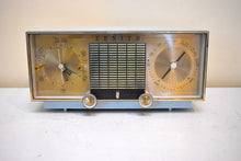 Load image into Gallery viewer, Sandman Blue 1964 Zenith Model L-516B AM Vacuum Tube Alarm Clock Radio Excellent Condition Sounds Terrific! Rare Color Combo!