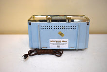 Load image into Gallery viewer, Sandman Blue 1964 Zenith Model L-516B AM Vacuum Tube Alarm Clock Radio Excellent Condition Sounds Terrific! Rare Color Combo!