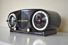 Load image into Gallery viewer, Espresso Brown Bakelite 1954 Zenith Owl Eyes Model L515 AM Vacuum Tube Radio Very Good Condition! Great Sounding!