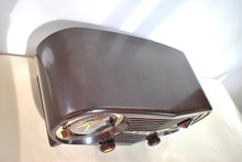 Load image into Gallery viewer, Espresso Brown Bakelite 1954 Zenith Owl Eyes Model L515 AM Vacuum Tube Radio Excellent Condition! Great Sounding!