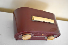Load image into Gallery viewer, Oxblood Burgundy 1954 Zenith Model M510R Vacuum Tube AM Radio Oval Owl Eyes! Excellent Condition! Sounds Great!
