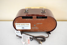 Load image into Gallery viewer, Oxblood Burgundy 1954 Zenith Model M510R Vacuum Tube AM Radio Oval Owl Eyes! Excellent Condition! Sounds Great!