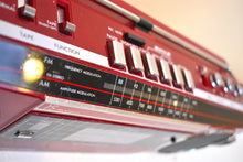 Load image into Gallery viewer, Candy Apple Red 80s Sears Model 3000 AM FM Cassette Mini Boombox Radio! Sounds Great Excellent Condition!