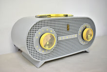 Load image into Gallery viewer, Gull Gray 1955 Zenith Model R-510R Vacuum Tube AM Radio Oval Owl Eyes! Amazing Reception!