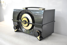 Load image into Gallery viewer, Harley Black 1955 Zenith Model R-615Y Vacuum Tube AM Clock Radio Black Beauty Sounds Fantastic!