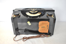 Load image into Gallery viewer, Harley Black 1955 Zenith Model R-615Y Vacuum Tube AM Clock Radio Black Beauty Sounds Fantastic!