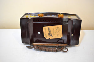 Espresso Brown 1955 Zenith Model R519 AM Vacuum Tube Radio Sleek and Sounds Great!