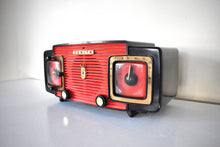 Load image into Gallery viewer, Blood Orange and Black 1955 Zenith Model R520R AM Vacuum Tube Radio Loud and Clear Sounding and Excellent Condition!