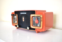 Charger l&#39;image dans la galerie, Blood Orange and Black 1955 Zenith Model T-524V AM Vacuum Tube Radio Loud and Clear Sounding and Excellent Condition!
