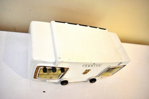 Arctic White 1954 Zenith Model T524W Vacuum Tube Radio Looks and Sounds Great! Excellent Condition! Rare Calendar Clock!