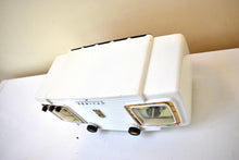 Load image into Gallery viewer, Arctic White 1954 Zenith Model T524W Vacuum Tube Radio Looks and Sounds Great! Excellent Condition! Rare Calendar Clock!