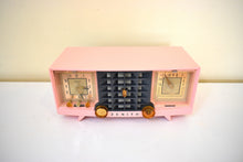 Load image into Gallery viewer, Veronica Pink and Black Mid Century Vintage 1956 Zenith 519V AM Vacuum Tube Clock Radio Works Great and Excellent Condition!