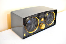 Load image into Gallery viewer, Gloss Black 1954 Zenith Model Z512-Y Vacuum Tube AM Radio Owl Eyes! Excellent Condition! Sounds Great!