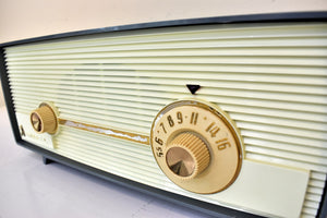 ドルフィン グレーとホワイト 1958 アドミラル モデル 5D4 真空管 AM ラジオのサウンドは素晴らしいです。非常に良い状態！