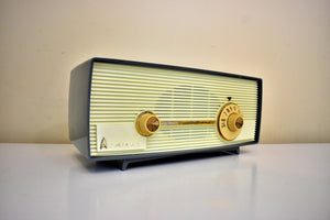 Dolphin Gray and White 1958 Admiral Model 5D4 Vacuum Tube AM Radio Sounds Great! Excellent Condition!