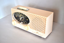 Load image into Gallery viewer, Lace Pink 1963 Admiral Model Y3554 Vintage Atomic Age Vacuum Tube AM Radio Clock Sounds Great! Excellent Condition!