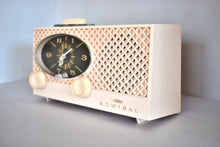 Load image into Gallery viewer, Lace Pink 1963 Admiral Model Y3554 Vintage Atomic Age Vacuum Tube AM Radio Clock Sounds Great! Excellent Condition!