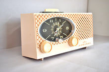 Load image into Gallery viewer, Lace Pink 1963 Admiral Model Y3554 Vintage Atomic Age Vacuum Tube AM Radio Clock Sounds Great! Excellent Condition!