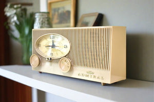 Bluetooth Ready To Go - Beige 1962 Admiral Model Y3139 Vacuum Tube AM Radio Clock Sounds Looks Great!