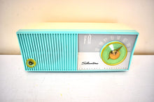 Load image into Gallery viewer, Aquamarine Turquoise Late 50s Silvertone Model Unknown Vacuum Tube FM Only Radio Sounds Terrific! Excellent Condition!