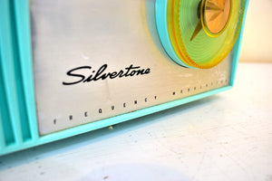 Aquamarine Turquoise Late 50s Silvertone Model Unknown Vacuum Tube FM Only Radio Sounds Terrific! Excellent Condition!