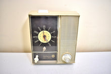 Load image into Gallery viewer, Bluetooth Ready To Go - &quot;The Space Maker&quot; Sand Beige Vintage 1965 Westinghouse H-211L5 AM Vacuum Tube Alarm Clock Radio Sounds Great! Always On Clock Light Works!