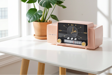 Load image into Gallery viewer, Princess Pink Mid Century 1959 General Electric Model C-416C Vacuum Tube AM Clock Radio Beauty Sounds Fantastic Excellent Condition! 