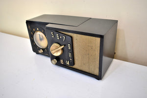 マンバ ブラック アバンギャルド 1954 エマーソン モデル 788 シリーズ B 真空管 AM 目覚まし時計 ラジオ 希少！非常に良い状態！いいね！
