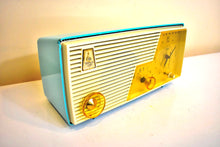 Load image into Gallery viewer, Bluetooth Ready To Go - Sky Blue Turquoise and White 1956 Emerson Model 916 Tube AM Radio Great Sounding!
