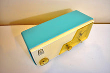 Load image into Gallery viewer, Bluetooth Ready To Go - Sky Blue Turquoise and White 1956 Emerson Model 916 Tube AM Radio Great Sounding!