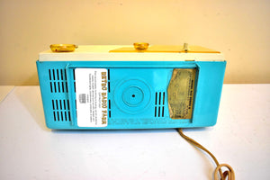 Bluetooth Ready To Go - Sky Blue Turquoise and White 1956 Emerson Model 916 Tube AM Radio Great Sounding!