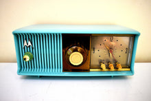 Load image into Gallery viewer, Aquamarine Turquoise 1957 Motorola Model 56CD Vacuum Tube AM Clock Radio Rare Beautiful Color Sounds Fantastic!