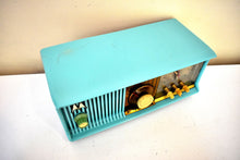 Load image into Gallery viewer, Aquamarine Turquoise 1957 Motorola Model 56CD Vacuum Tube AM Clock Radio Rare Beautiful Color Sounds Fantastic!